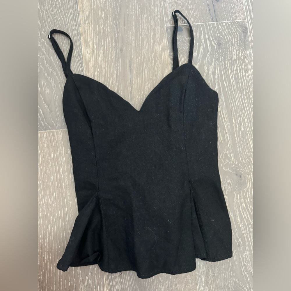 NWOT - Zara Linen Pleated Peplum Tank - Size XS - Picture 3 of 5